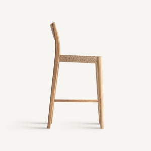 SCAUN BAR CAEN 95CM, DIN LEMN MASIV, CULOARE MARO NATUR, REALIZAT MANUAL, PRETABIL EXTERIOR, DESIGN VINTAGE - Img 2