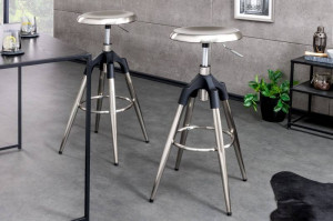 SCAUN BAR, INDUSTRIAL 80CM, REALIZAT DIN METAL ARGINTIU, TELESCOPIC - Img 2