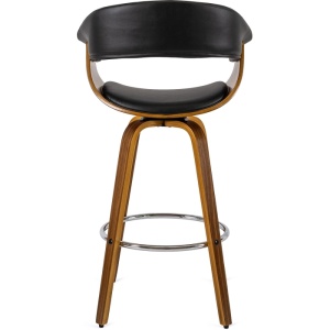 SCAUN BAR ROTATIV, ARTIM MEBLE, REALIZAT DIN PIELE ECO, FURNIR, LEMN SI METAL, CULOARE NUC, NEGRU/NATUR, STIL MODERN - Img 5