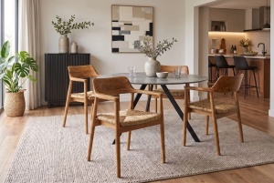 SCAUN BESTSELLER, KENNEDY, CU BRATE, REALIZAT DIN LEMN DE PIN SI RATAN, CULOARE NATUR, PENTRU RESTAURANTE SI CAFENELE - Img 3
