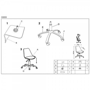 SCAUN COCO PENTRU BIROU COPII, ALB/CROM, DIN METAL SI PIELE ECO, STIL MODERN - Img 2