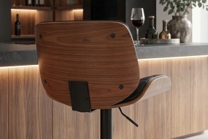 SCAUN DE BAR CHICAGO ROTATIV, DIN METAL, FURNIR SI PIELE ECO, CULOARE MARO/NEGRU, INVICTA INTERIOR - Img 2