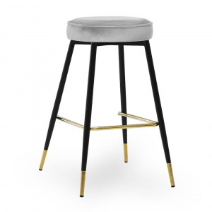 SCAUN DE BAR CIRCO, 60 CM, GRI/NEGRU/AURIU, TAPITERIE DIN CATIFEA SI PICIOARE DIN METAL, STIL MODERN