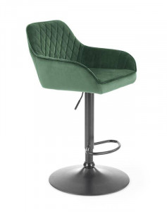 SCAUN DE BAR H103, VERDE/NEGRU, TAPITERIE DIN CATIFEA SI PICIOARE DIN METAL, STIL MODERN