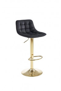 SCAUN DE BAR H120, NEGRU/AURIU, TAPITERIE DIN CATIFEA SI PICIOARE DIN METAL, STIL MODERN - Img 1