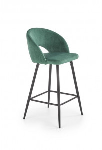 SCAUN DE BAR H96, VERDE/NEGRU, TAPITERIE DIN CATIFEA SI PICIOARE DIN METAL, STIL MODERN - Img 1