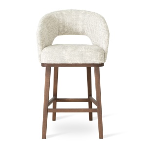 SCAUN DE BAR, INES SUPREME WOOD M 60 CM, CREM/NUC, TAPITERIE DIN TEXTIL, SPUMA, ARCURI, LEMN DE FAG, STIL MODERN - Img 2