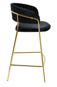 SCAUN DE BAR MARGO 65, NEGRU, TAPITAT CU VELUR SI METAL, STIL MODERN - Img 2