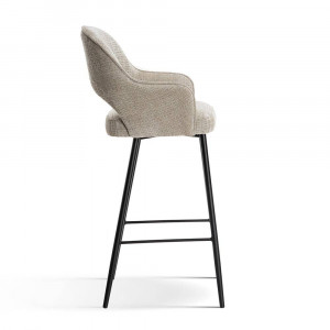 SCAUN DE BAR PIVOTANT MERCY, 70 CM, BEJ/NEGRU, TAPITERIE DIN STOFA SI PICIOARE DIN METAL, STIL MODERN - Img 3