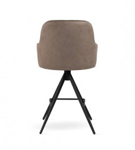 SCAUN DE BAR PIVOTANT TULIP SUPREME TWIST, 70 CM, BEJ INCHIS/NEGRU, TAPITERIE DIN CATIFEA SI PICIOARE DIN METAL, STIL MODERN - Img 3