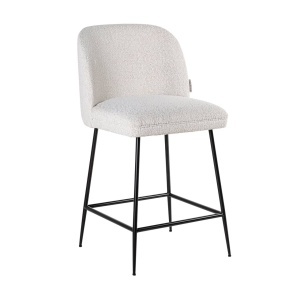 SCAUN DE BAR PULLITZER, 210644, CONFECTIONAT DIN TEXTIL BOUCLE, METAL SI SPUMA, ALB/NEGRU, STIL MODERN - Img 2