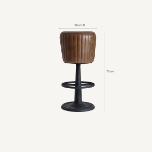SCAUN DE BAR SENEY 79CM, DIN METAL, LEMN SI PIELE NATURALA, STIL VINTAGE, VICAL HOME - Img 3