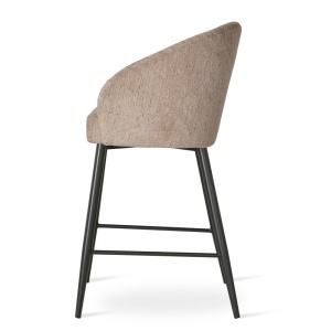 SCAUN DE BAR, SENI SUPREME M 60 CM, BEJ/NEGRU, TAPITERIE DIN TEXTIL, SPUMA, ARCURI SI METAL, STIL MODERN - Img 3