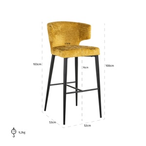 SCAUN DE BAR TAYLOR MUSTARD FUSION 06, S4716, CONFECTIONAT DIN 100% POLIESTER SPUMA SI METAL, RICHMOND INTERIORS - Img 3