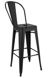 SCAUN DE BAR TOWER BIG BACK 66 PARIS, NEGRU, CONFECTIONAT DIN METAL, STIL INDUSTRIAL - Img 3