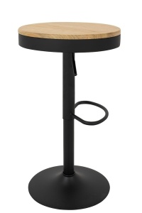 SCAUN DE BAR VOLT, REGLABIL, NEGRU/NATURAL, CONFECTIONAT DIN LEMN SI METAL, STIL INDUSTRIAL - Img 2