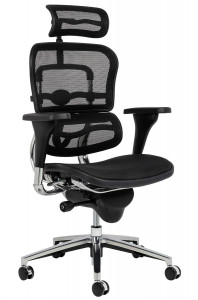 SCAUN DE BIROU ERGOHUMAN, NEGRU/CROM, MATERIAL TEXTIL/PLASA SI METAL, STIL MODERN