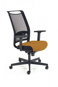 SCAUN DE BIROU EXTENSIBIL GULIETTA, MUSTAR/NEGRU, DIN METAL SI TEXTIL, STIL MODERN, HALMAR - Img 1