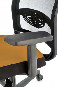 SCAUN DE BIROU EXTENSIBIL GULIETTA, MUSTAR/NEGRU, DIN METAL SI TEXTIL, STIL MODERN, HALMAR - Img 5