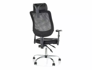 SCAUN DE BIROU PIVOTANT Q-118R, NEGRU/CROM, TAPITERIE DIN STOFA SI PLASA SI PICIOR DIN METAL, STIL MODERN - Img 2