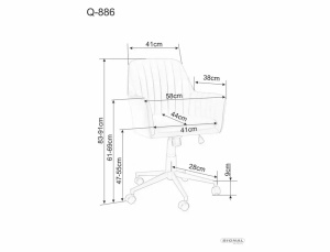 SCAUN DE BIROU PIVOTANT Q-886, BEJ INCHIS BLUVEL 40/NEGRU, TAPITERIE DIN CATIFEA SI PICIOR DIN METAL, STIL MODERN - Img 4