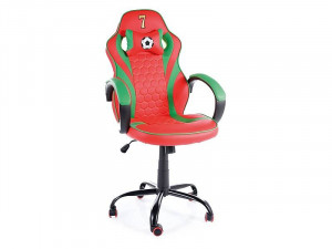 SCAUN DE BIROU PORTUGAL, ROSU/NEGRU/VERDE, DIN PIELE ECO SI METAL, STIL MODERN, SIGNAL