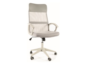 SCAUN DE BIROU Q-026, GRI, CU FUNCTIE TILT, TAPITERIE DIN TEXTIL, PIELE ECOLOGICA SI PLASA SI PICIOR DIN METAL, STIL MODERN
