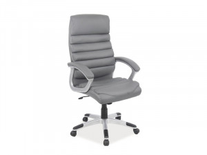 SCAUN DE BIROU Q-087, GRI/CROM, TAPITERIE DIN PIELE ECOLOGICA SI PICIOR DIN METAL, STIL MODERN