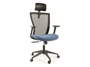 SCAUN DE BIROU Q-328H, ALBASTRU/NEGRU, CU FUNCTIE TILT, TAPITERIE DIN TEXTIL SI PLASA, SI PICIOR DIN METAL, STIL MODERN