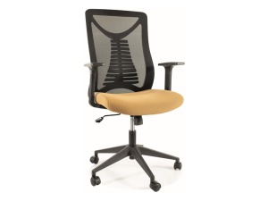 SCAUN DE BIROU Q-330, GALBEN/NEGRU, CU FUNCTIE TILT, TAPITERIE DIN TEXTIL SI PLASA, SI PICIOR DIN METAL, STIL MODERN