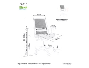 SCAUN DE BIROU, Q-718 GRI, FUNCTIE MULTIBLOCK, CU TAPITERIE DIN TEXTIL SI PLASA SI PICIOR DIN METAL, STIL MODERN - Img 4