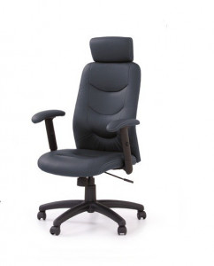 SCAUN DE BIROU STILO, NEGRU/NEGRU, TAPITERIE DIN PIELE ECOLOGICA SI PICIOARE DIN METAL, STIL MODERN
