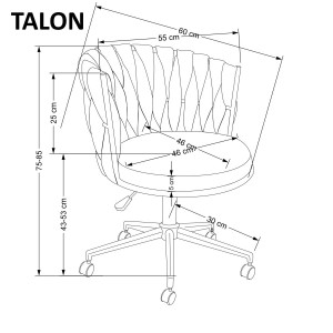 SCAUN DE BIROU TALON, GRI/NEGRU, TAPITERIE DIN STOFA SI PICIOARE DIN METAL, STIL MODERN - Img 6