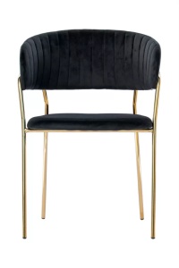 SCAUN DE CAFENEA/RESTAURANT, REALIZAT DIN CATIFEA SI METAL, GLAMOUR, DE CULOARE NEGRU/AURIU - Img 2