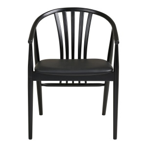 SCAUN DE SUFRAGERIE AGUSTIN, DIN LEMN SI PIELE ECO, CULOARE NEGRU, HOUSE NORDIC - Img 3
