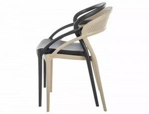 SCAUN DE TERASA GLIS, NEGRU, DIN POLIPROPILENA, STIL MODERN - Img 4