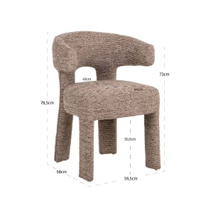 SCAUN DINIG NERIO MOCCA LINEAR, 214144, CONFECTIONAT DIN POLIESTER, METAL SI SPUMA, MARO MOCA, STIL MODERN - Img 6