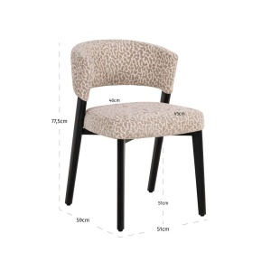 SCAUN DINIG ZENO BEIGE LEOPARD, 214148, CONFECTIONAT DIN POLIESTER, METAL SI SPUMA, BEJ/NEGRU, STIL MODERN - Img 6