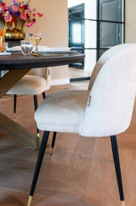 SCAUN DINING ALICIA, ALB/NEGRU/AURIU, TAPITERIE DIN TESATURA CHENILLE SI PICIOARE DIN METAL, STIL MODERN RICHMOND INTERIORS - Img 3