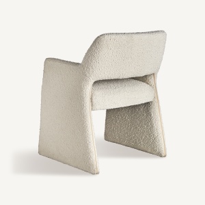 SCAUN DINING, ALVRA, DIN MDF SI TEXTIL BOUCLE, CULOARE ALB/GALBUI, STIL ART DECO, VICAL HOME - Img 4