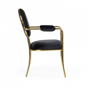 SCAUN DINING ANTIBA, NEGRU/AURIU, TAPITERIE DIN CATIFEA SI PICIOARE DIN METAL, STIL MODERN, ATR - Img 5