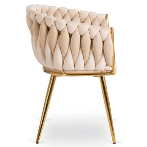 SCAUN DINING, ARTIM MEBLE, REALIZAT DIN METAL SI CATIFEA, CULOARE CREM/AURIE, STIL MODERN - Img 8