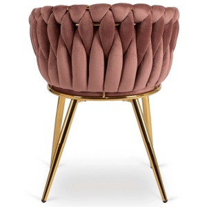 SCAUN DINING, ARTIM MEBLE, REALIZAT DIN METAL SI CATIFEA, CULOARE ROZ/AURIE, STIL MODERN - Img 9