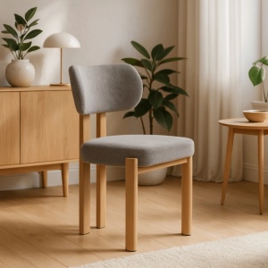 SCAUN DINING, ARTIM MEBLE, REALIZAT DIN METAL SI TEXTIL BOUCLE, CULOARE STEJAR/GRI, STIL MODERN
