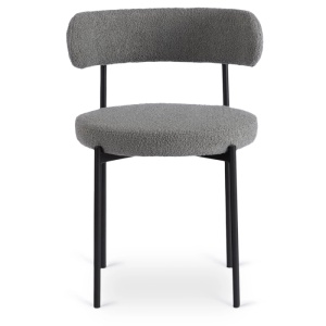 SCAUN DINING, ARTIM MEBLE, REALIZAT DIN METAL SI TEXTIL BOUCLE, CULOARE NEGRU/GRI, STIL MODERN - Img 6