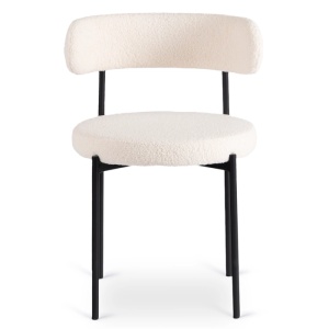 SCAUN DINING, ARTIM MEBLE, REALIZAT DIN METAL SI TEXTIL, CULOARE NEGRU/CREM, STIL MODERN - Img 2