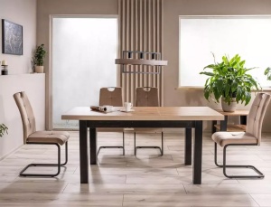 SCAUN DINING AXO, BEJ BLUVEL 28/NEGRU MAT, TAPITERIE DIN CATIFEA SI PICIOARE DIN METAL, STIL MODERN - Img 5