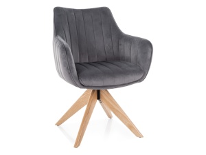SCAUN DINING AZALIA D VELVET GRI 14/STEJAR, CU TAPITERIE DIN CATIFEA SI PICIOARE DIN LEMN, STIL MODERN