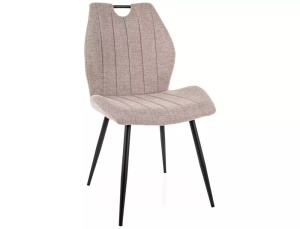 SCAUN DINING, BEJ 31/NEGRU MAT, TAPITERIE DIN STOFA BREGO SI PICIOARE DIN METAL, STIL MODERN