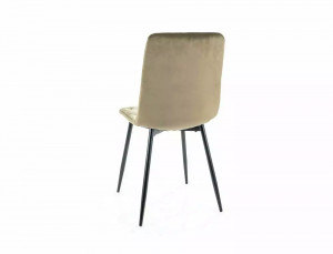 SCAUN DINING, BEJ BLUVEL 40/NEGRU MAT, TAPITERIE DIN CATIFEA SI PICIOARE DIN METAL, STIL MODERN - Img 3